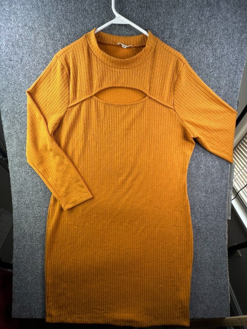 LOVE J USA WOMEN 3X Plus Gold Pullover Striped Dress Mock Neck Long Sleeve